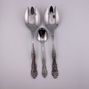 Rogers DREAM ROSE / ROSE BUD Stainless Korea Serving Fork Set 2 and Sugar Spoon